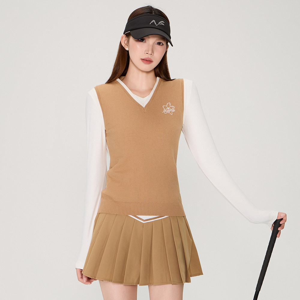 Niefle高尔夫服装女V领针织毛衣
