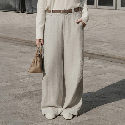 【知喜ziJoy】高腰亚麻休闲裤女