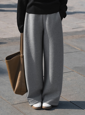 【知喜ziJoy】2026春季新款休闲松紧腰显瘦流行时尚灰色慵懒卫裤
