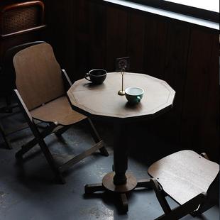 复古甜品桌茶几边几客厅阳台小户型家用实木餐桌茶桌咖啡桌椅 法式