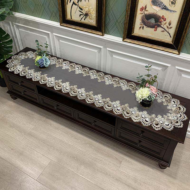 欧式茶几电视柜桌布套装蕾丝布艺梳妆台长条美式桌垫鞋柜椭圆盖布