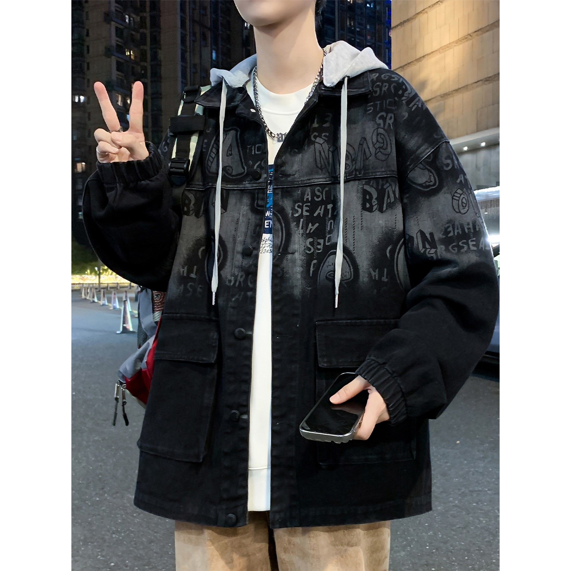 春秋款牛仔外套男孩初中高