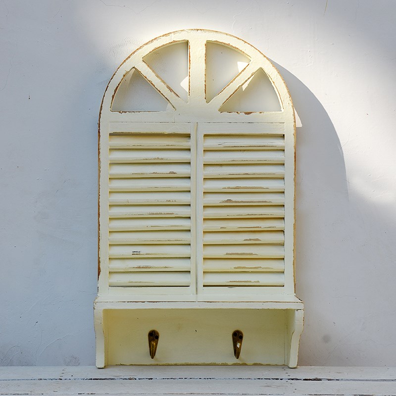 壁挂百叶窗户装饰架法式田园做旧木质挂式花盆架花园店铺墙面壁饰