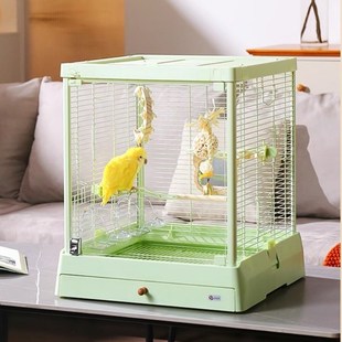 达洋304不锈钢鸟笼家用大号玻璃鹦鹉豪华别墅玄凤牡丹B5001