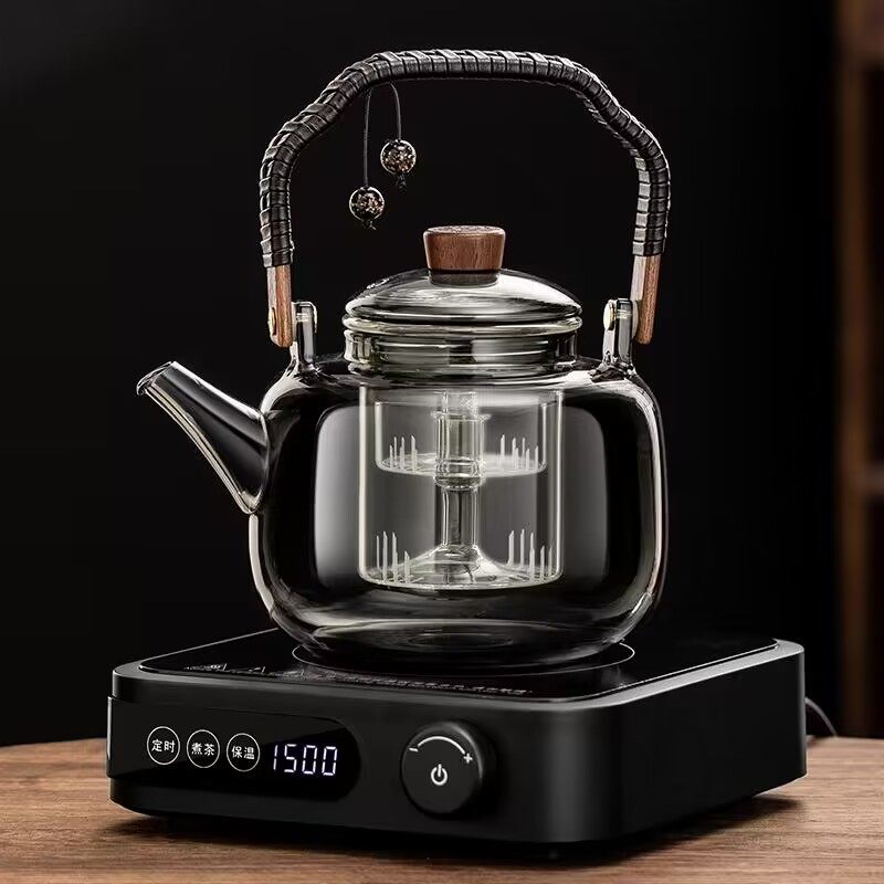 围炉电陶炉煮茶炉蒸煮一体玻璃煮茶器大容量喷淋式养生壶烧水套装