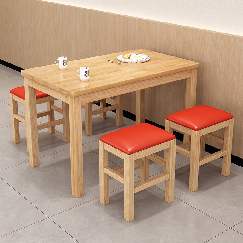 全实木餐桌餐饮店奶茶店咖啡厅商用餐桌椅组合家用小户型吃饭桌子