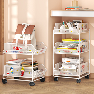 书包置物架带轮可移动桌下小推车办公室落地书本收纳筐子放置神器
