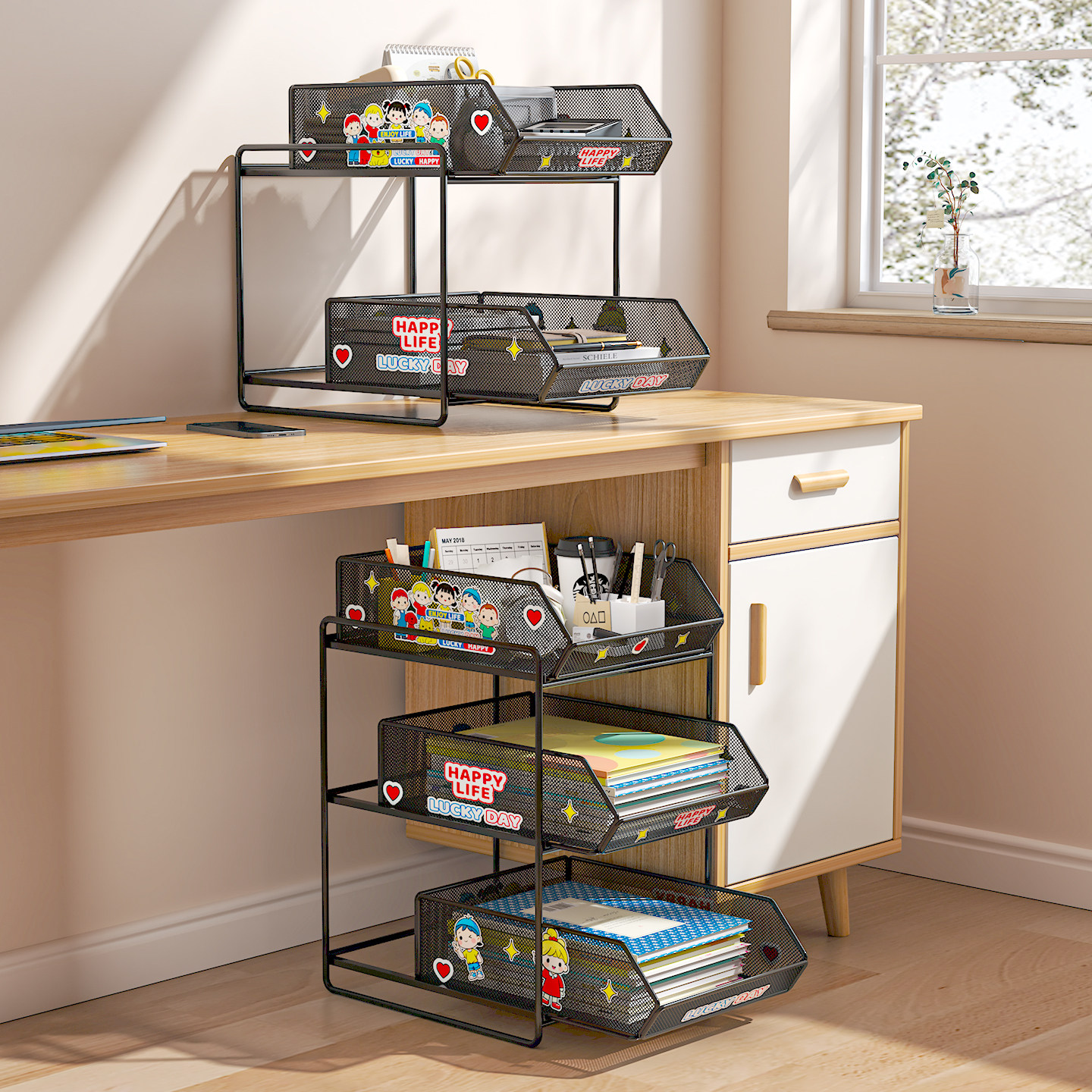 桌下置物架书桌小书架落地办公室靠墙书本书包收纳神器抽屉式书架,收纳整理,整理架/置物架/收纳架,淘宝优惠券,粉丝福利购,淘宝优惠卷