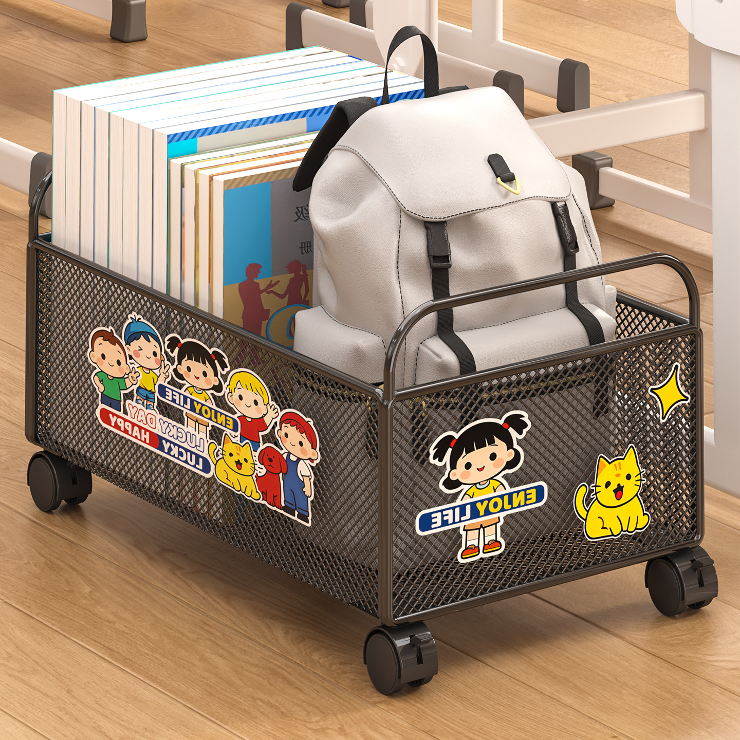书包置物架可移动学生儿童教室桌下放书本收纳神器落地带轮小推车,收纳整理,整理架/置物架/收纳架,淘宝优惠券,粉丝福利购,淘宝优惠卷