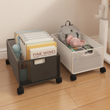 桌下书架书本收纳架箱可移动书包放置神器办公室桌边小推车置物架