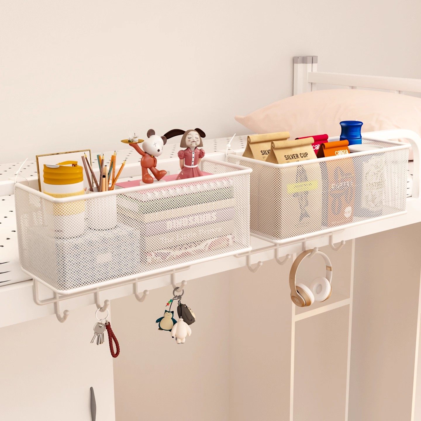 宿舍上铺必备神器床边挂篮收纳置物架寝室床上床头悬空挂式收纳筐