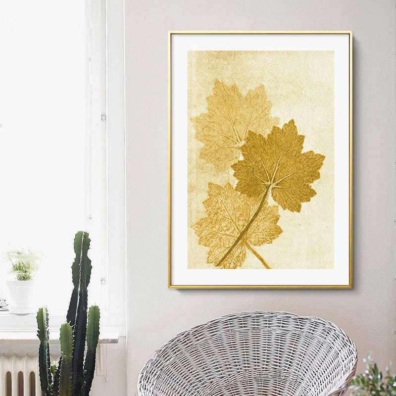 北欧现代简约植物抽象树叶挂画小清新花卉客厅卧室书房装饰画版画图片