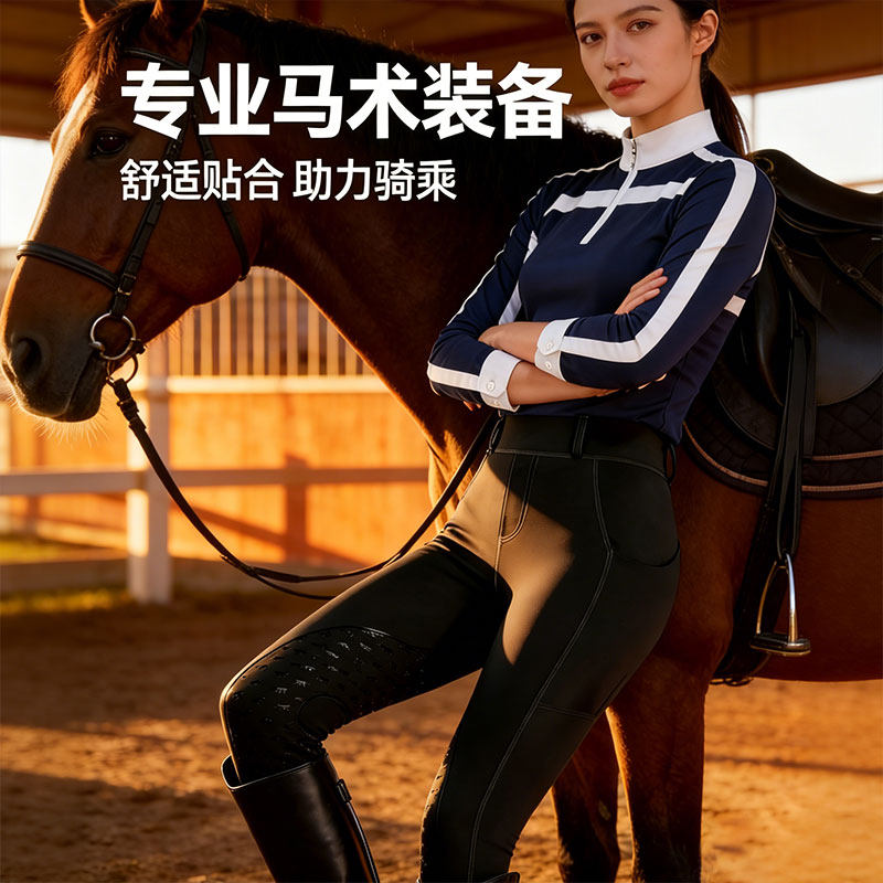 马术裤半硅胶防滑耐磨透气春夏四季男女高弹力外贸骑马运动装备