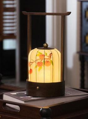 宋代美学茶室中式充电台灯卧室禅意床头灯客厅国风复古装饰小夜灯