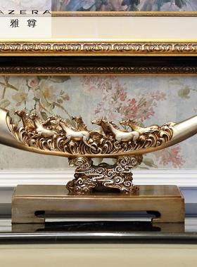 欧式摆件轻奢电视柜装饰品家居客厅玄关红酒架高档奢华象牙工艺礼