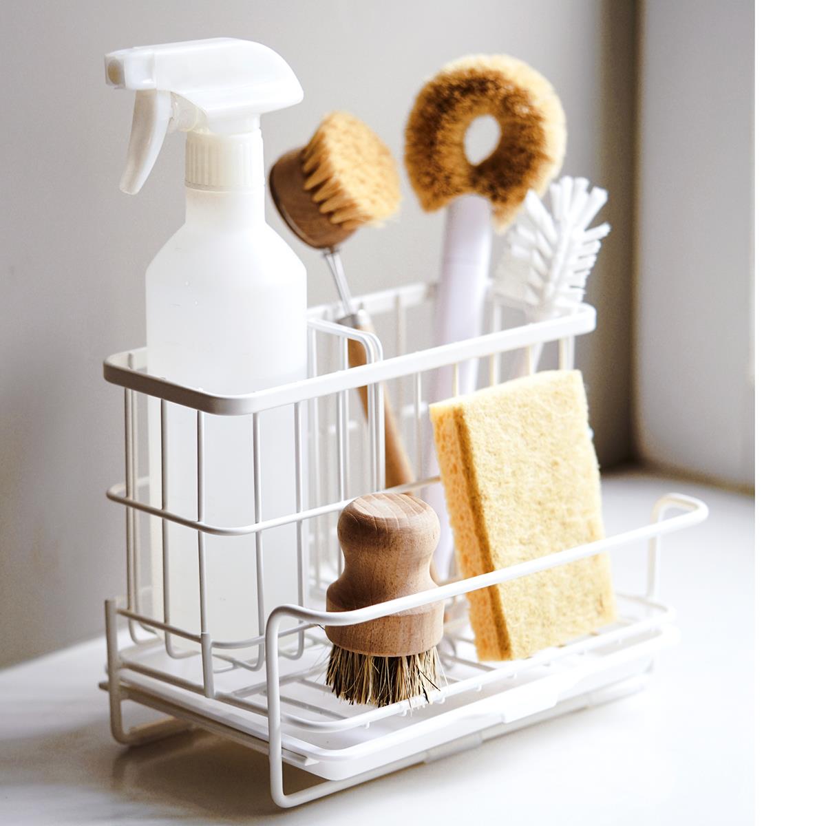 日式简约白色铁艺置物架厨房钢丝球洗碗刷子海绵收纳架子抹布晾晒