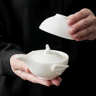 禅意简易一壶一杯便携包送礼简约 快客杯陶瓷白瓷功夫旅行茶具套装
