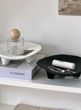 小众高级感复古陶瓷托盘摆件香薰首饰展示收纳盘玄关桌面置物盘