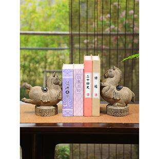 新中式家居饰品办公桌面装饰品书房书立展示柜彷古马摆件招财礼品
