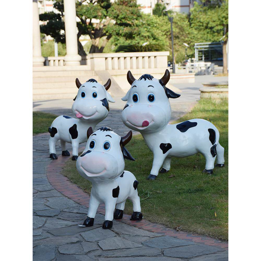 卡通玻璃钢奶牛雕塑小品农场公园户外创意摆件园林景观动物装饰