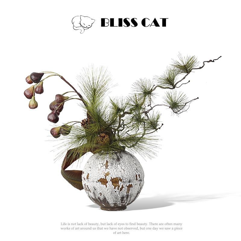 新中式景德镇手工创意陶瓷花瓶插花酒店玄关餐桌花艺侘寂风大花器