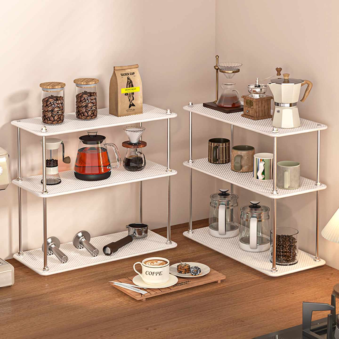 桌面转角多层水杯收纳架