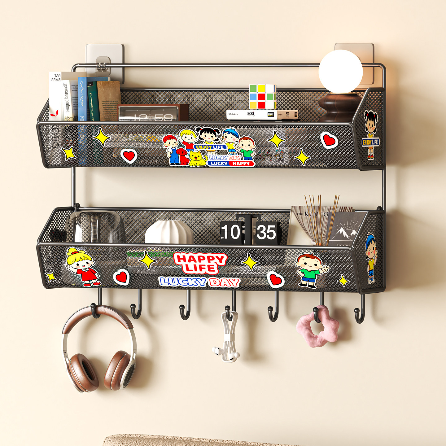 墙上置物架挂篮多层宿舍上铺必备神器悬挂式零食免打孔墙面收纳架