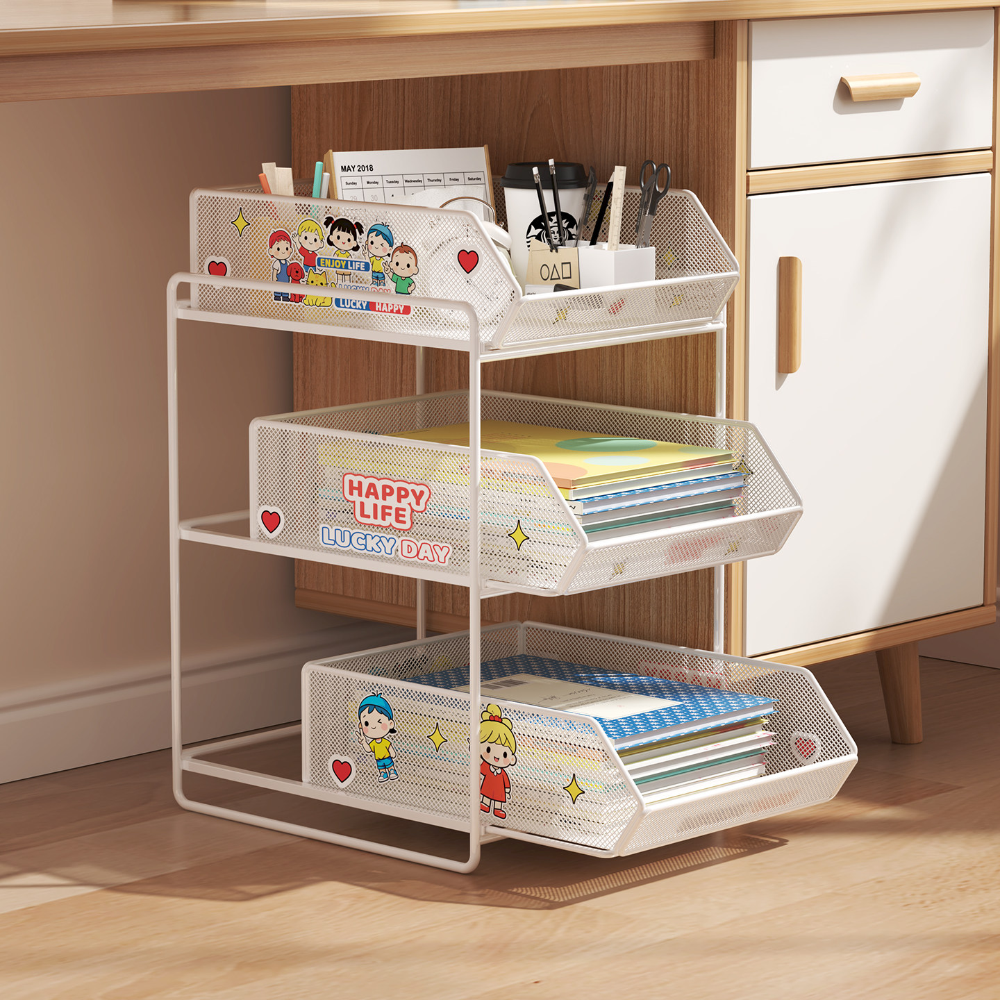 书架落地置物架桌下书本多层抽拉式分层架办公室书桌底下收纳柜子,收纳整理,整理架/置物架/收纳架,淘宝优惠券,粉丝福利购,淘宝优惠卷