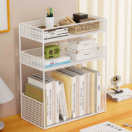 桌面置物架办公室书桌上多层书本收纳架小型落地分层书架零食柜子