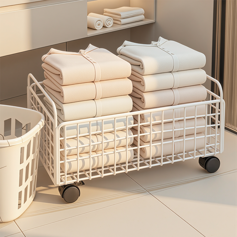 卫生间置物架浴室柜下可移动带轮