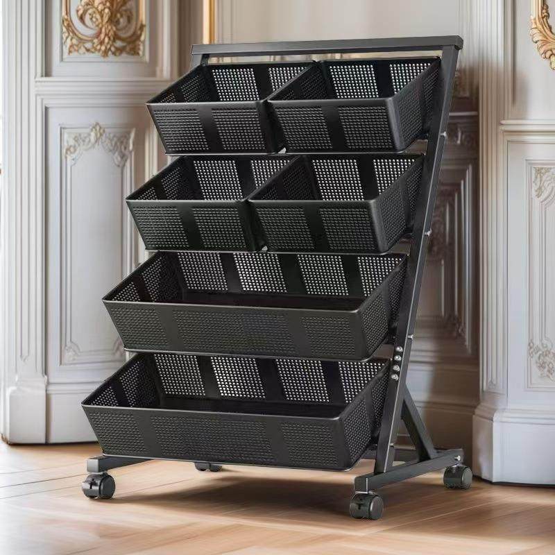 金属置物架多层落地可移动厨房菜篮子放水果蔬菜收纳多功能小推车