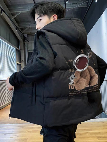 潮牌马甲棉服男秋冬外穿潮流背心外套休闲百搭青少年保暖棉衣服