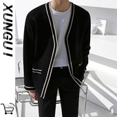 轻奢宽松休闲潮流线衣开衫 洵归 外套 春秋季 V领毛衣韩版 针织衫 男士