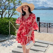 分体泳衣女夏季 纯欲风显白遮肉三件套微胖女孩防晒比基尼2025新款