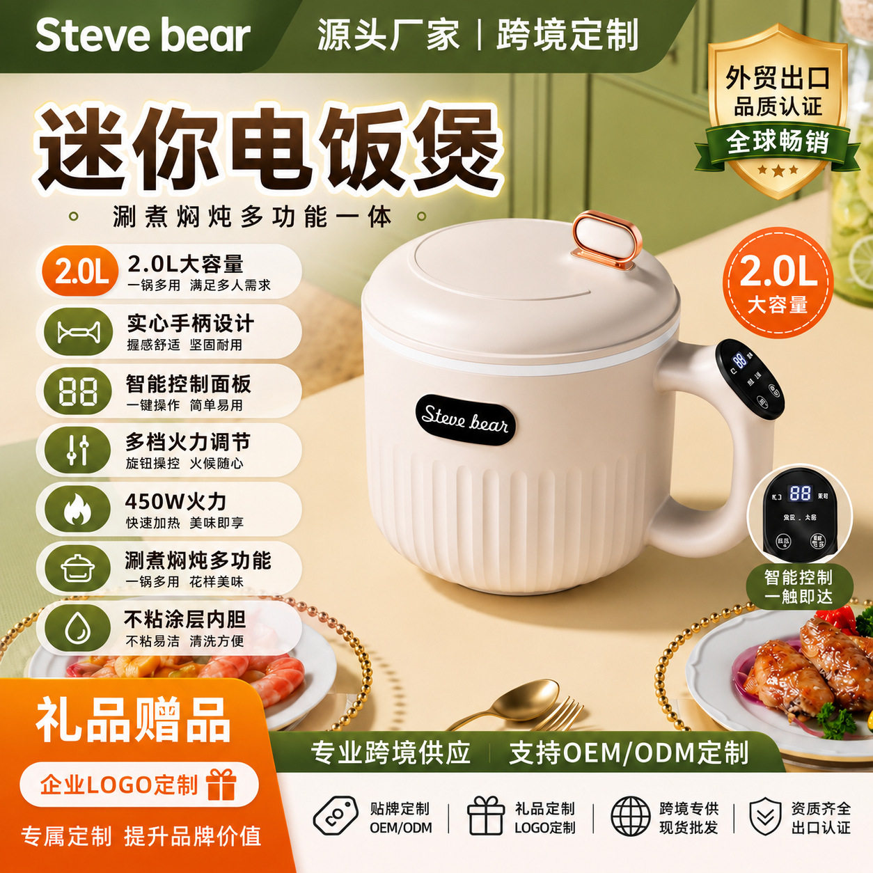 多功能电煮锅迷你电饭煲电热锅煮面锅泡面锅110v/220v