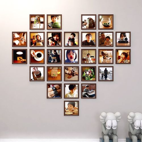 客厅照片墙心形相框画框洗照片相框挂墙实木免打孔定制结婚礼物