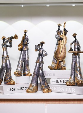 复古乐队艺术创意摆件音乐人物客厅书架电视柜酒柜轻奢装饰品摆设