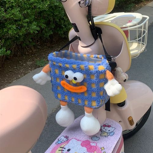 电动车收纳挂包框装饰车载垃圾桶挂式车内置物桶可爱怪兽车用好物