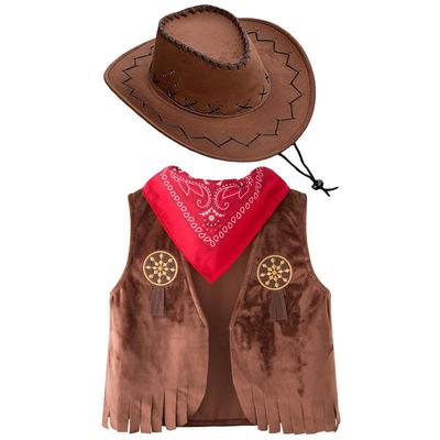 万圣节服饰西部牛仔马甲帽子套装