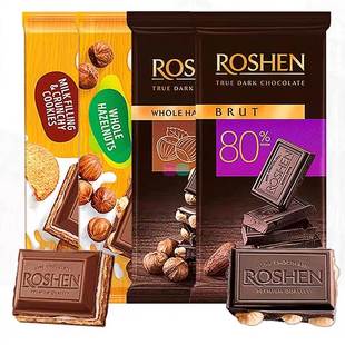 乌克兰进口如胜醇黑巧克力纯可可脂整颗榛仁牛奶圣诞(代可可脂)