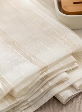 新款窗帘纱帘亚麻竖条纹纱白纱窗纱卧室客厅定制日式简约日系S02