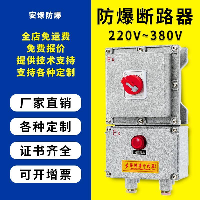 定制工业防爆断路器配电箱16A63A照明开关380V通风机电机水泵控制