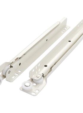 白色抽屉老式经典款二节滑轨托底轨道电脑桌托导轨静音托架滑道