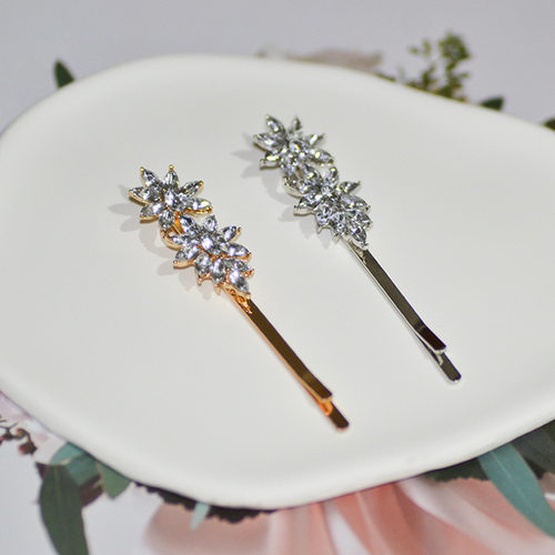 时尚森系花朵发卡刘海夹树叶一字夹镶钻发夹亚马逊女士侧边夹卡子