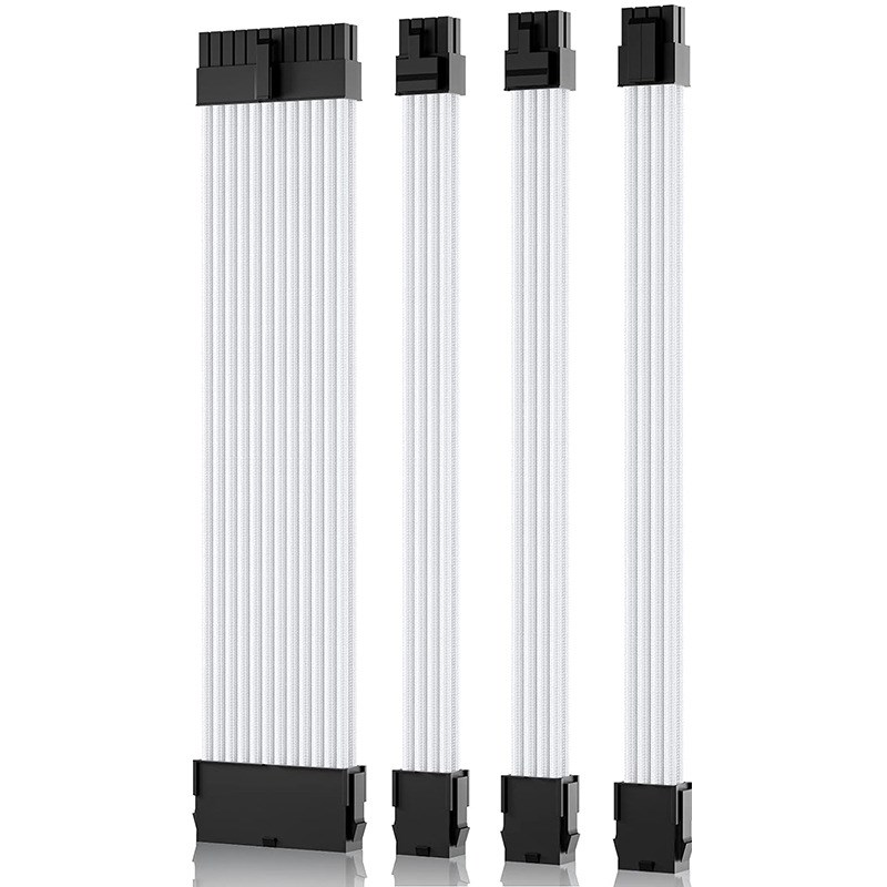 黑色红色白色编网主板24PIN CPU 8PIN 显卡8PIN延长线 30cm 4条装
