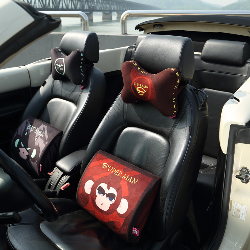 卡里努努英雄猴骨头枕汽车头枕护颈枕车用靠枕卡通汽车内饰