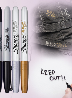 sharpie锐意签名笔记号笔黑色油性签名笔金色马克笔防水防褪色速干红色美国三福Fine单头1MM实验室专用记号笔