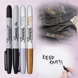 sharpie锐意签名笔记号笔黑色油性签名笔金色马克笔防水防褪色速干红色美国三福Fine单头1MM实验室专用记号笔