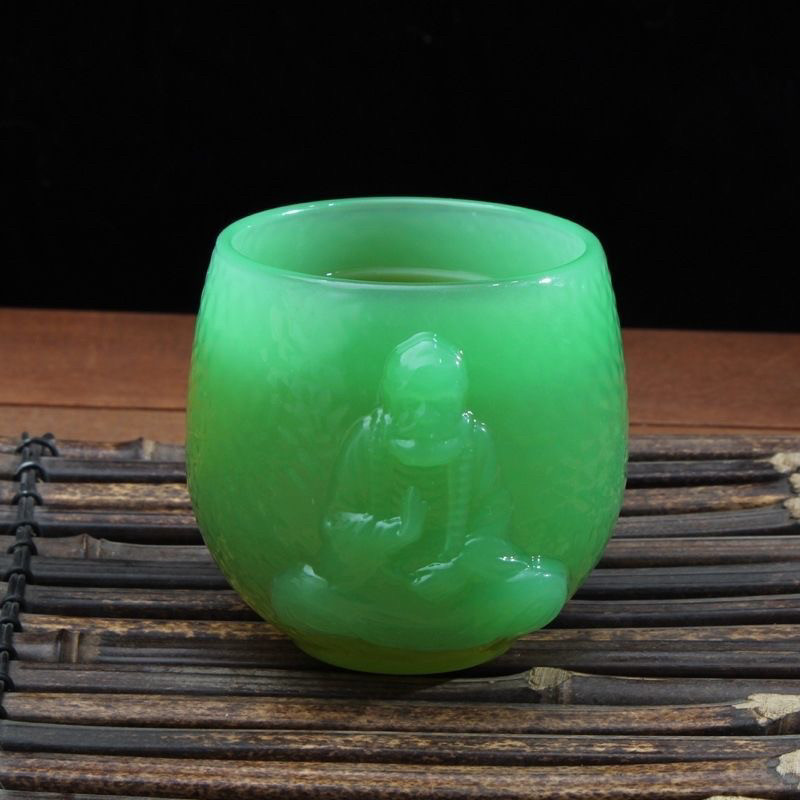 主人杯家用喝茶茶杯手工绿色图片