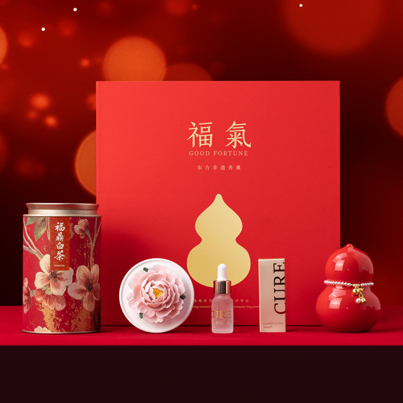 福氣非遗手捏花香薰茶叶套装礼盒